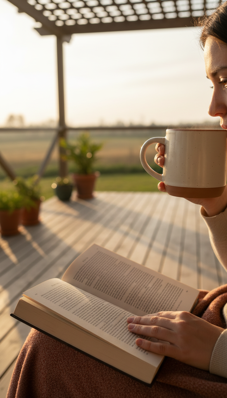 Artisan Ceramic Mug in Ivory Page in use
