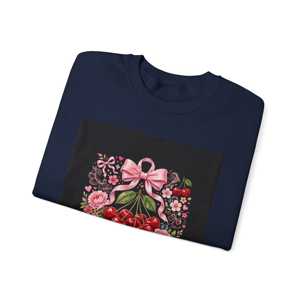Cherry Coquette Sweatshirt — Floral Cherries Graphic Crewneck