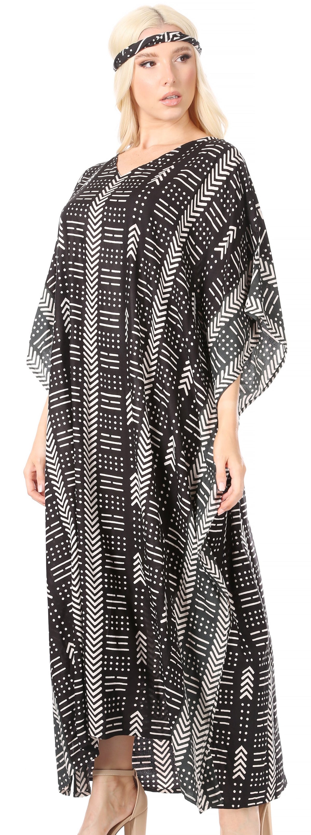 Sakkas Mera Women's Long Loose Short Sleeve Summer Casual Caftan Kaftan Dress