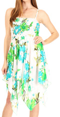 Sakkas Kiera Women's Tube Spaghetti Strap Floral Print Summer Casual Short Dress