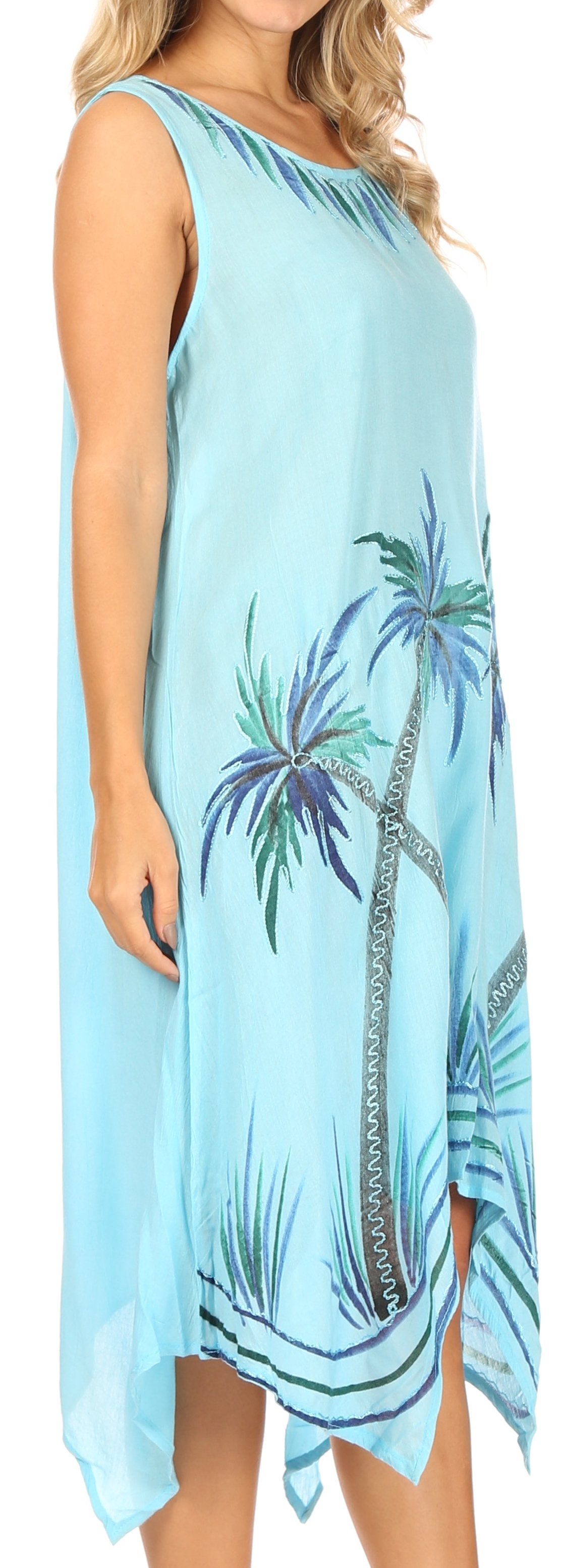 Sakkas Tinna Women's Casual Sleeveless Tank Flare Midi Boho Print Dress Cover-up