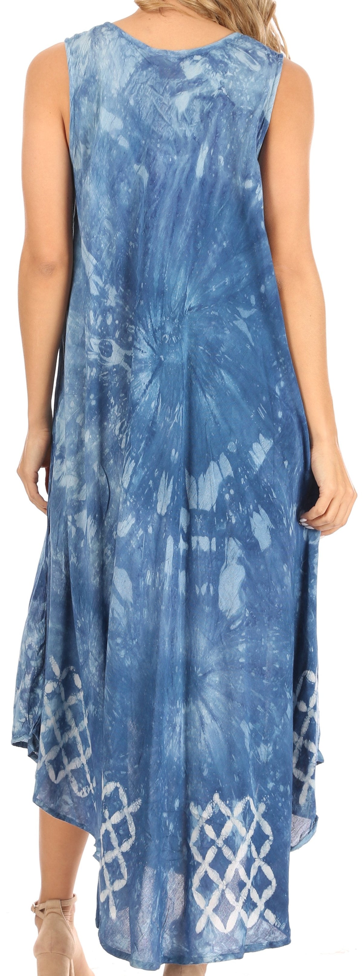 Sakkas Arema Women's Casual Summer Sleeveless Caftan Maxi Tent Dress Batik Loose