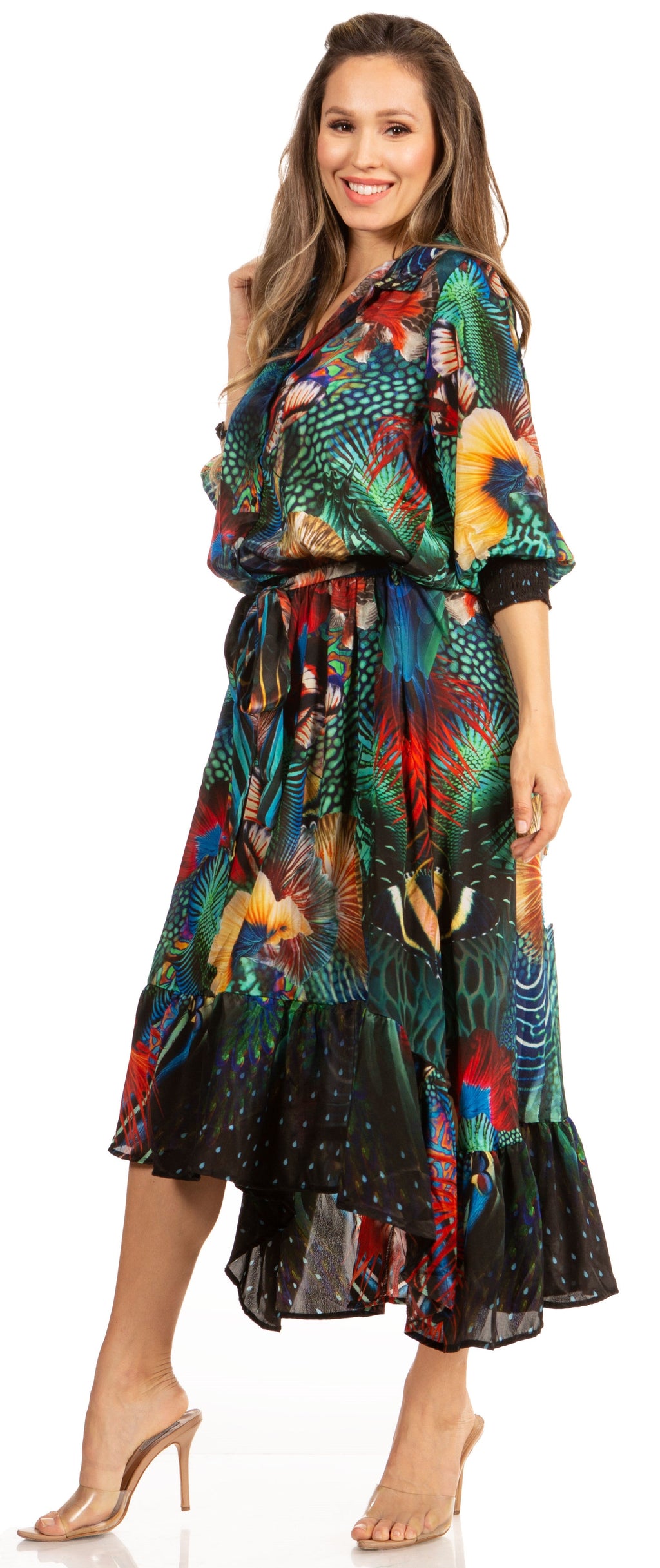 Sakkas Andreas Women's Maxi Dress with Ruffles and Buttons