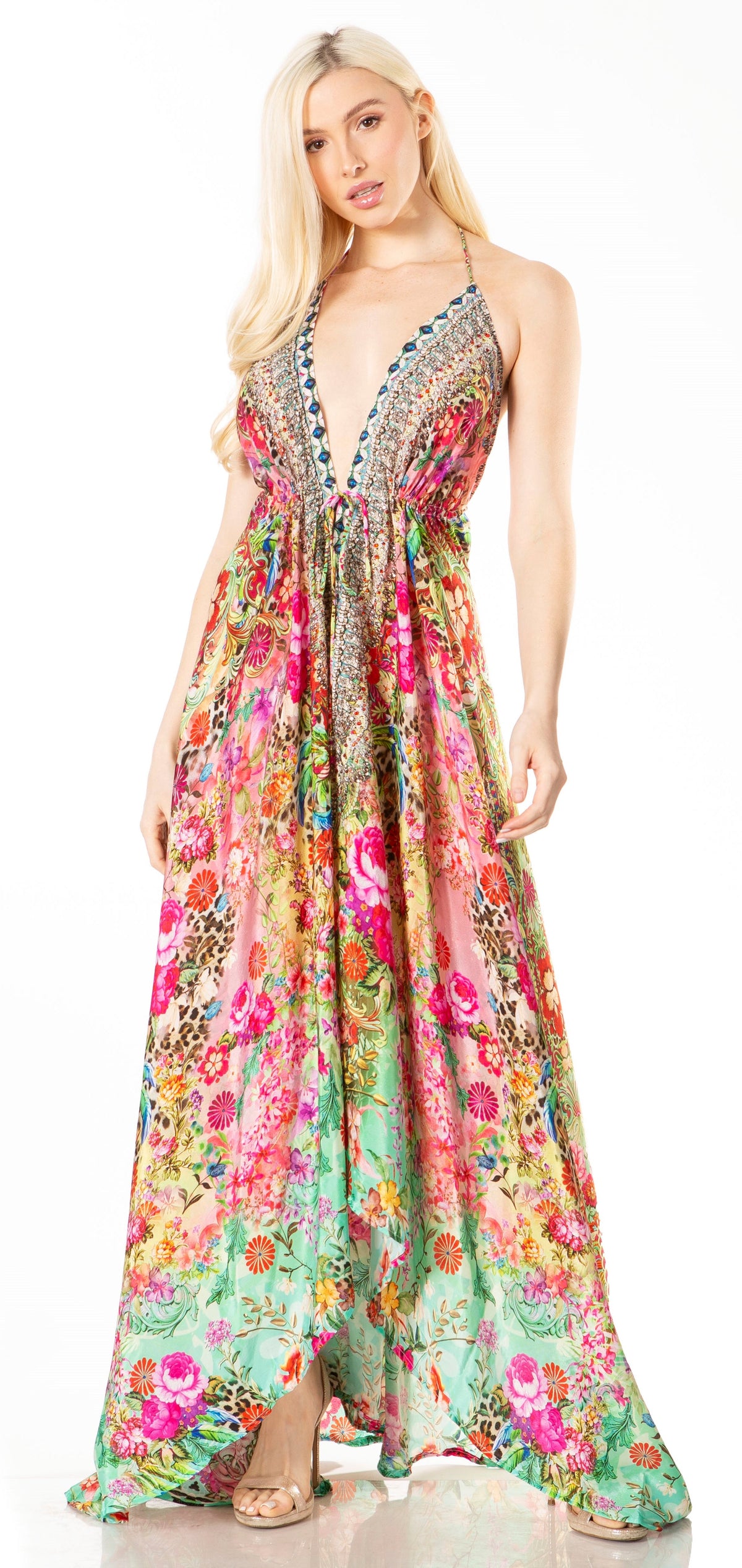 Sakkas Lizi 2 Women's High-Low Halter Maxi Dress for Beach and Vacation Parties