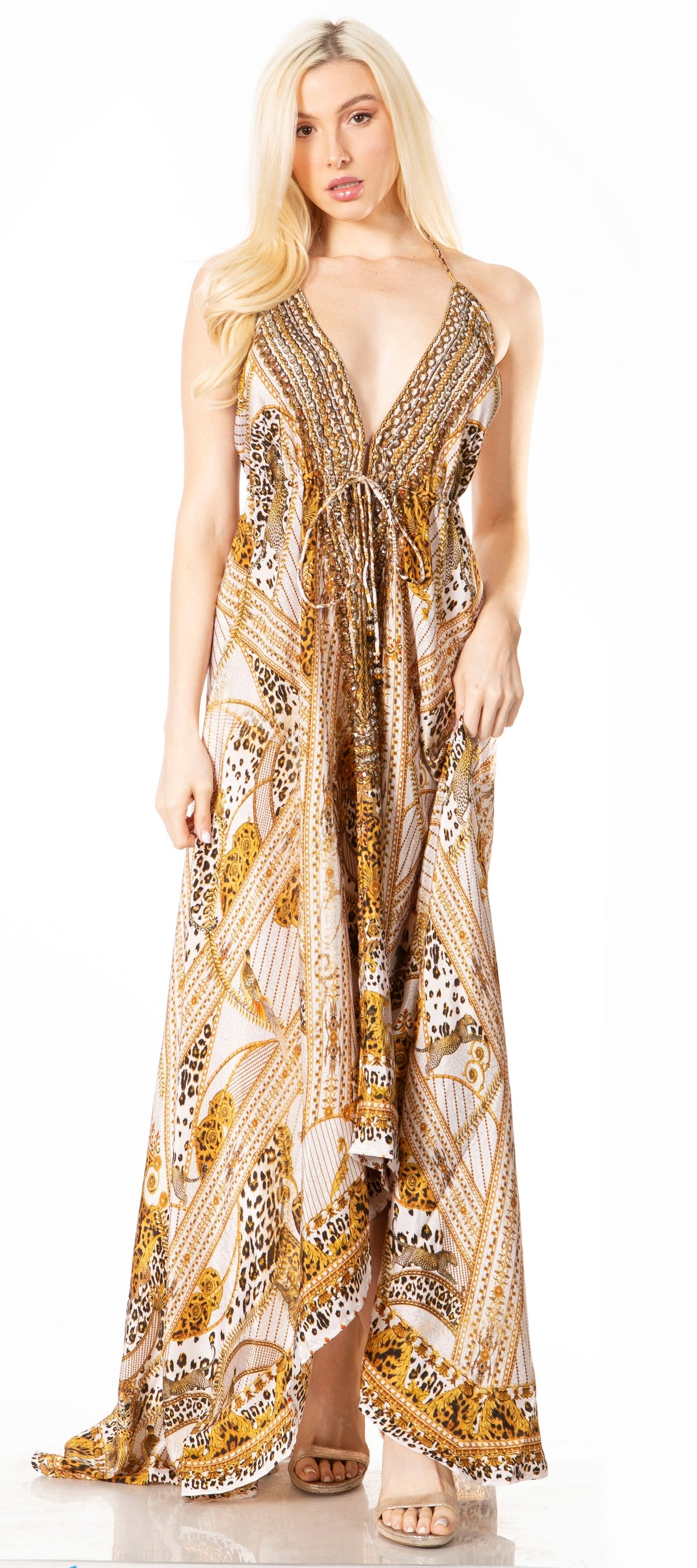 Sakkas Lizi 2 Women's High-Low Halter Maxi Dress for Beach and Vacation Parties