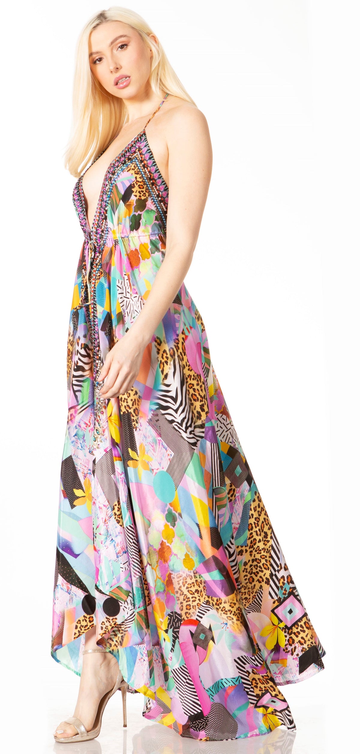 Sakkas Lizi 2 Women's High-Low Halter Maxi Dress for Beach and Vacation Parties
