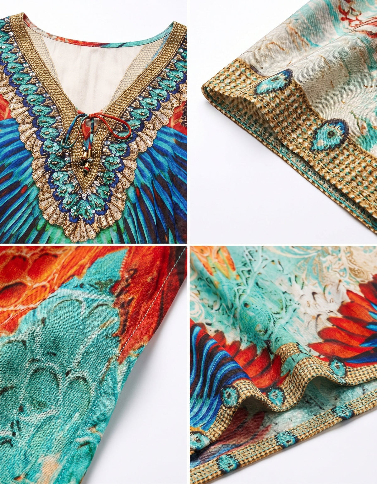 Sakkas Georgettina Flowy Rhinestone V Neck Long Caftan Dress/Cover Up