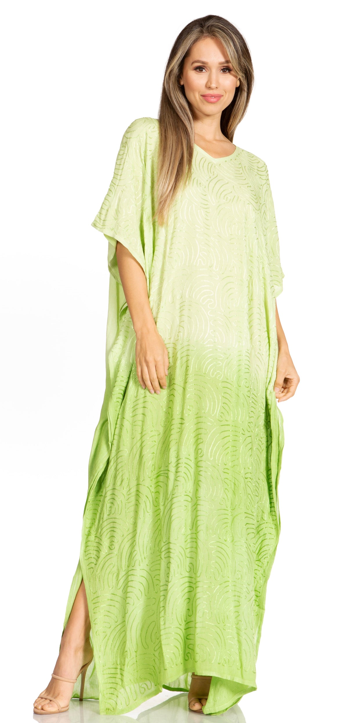 Sakkas Pilar Petite Women's Beach Maxi Caftan Dress in Short Sleeve Casual Style