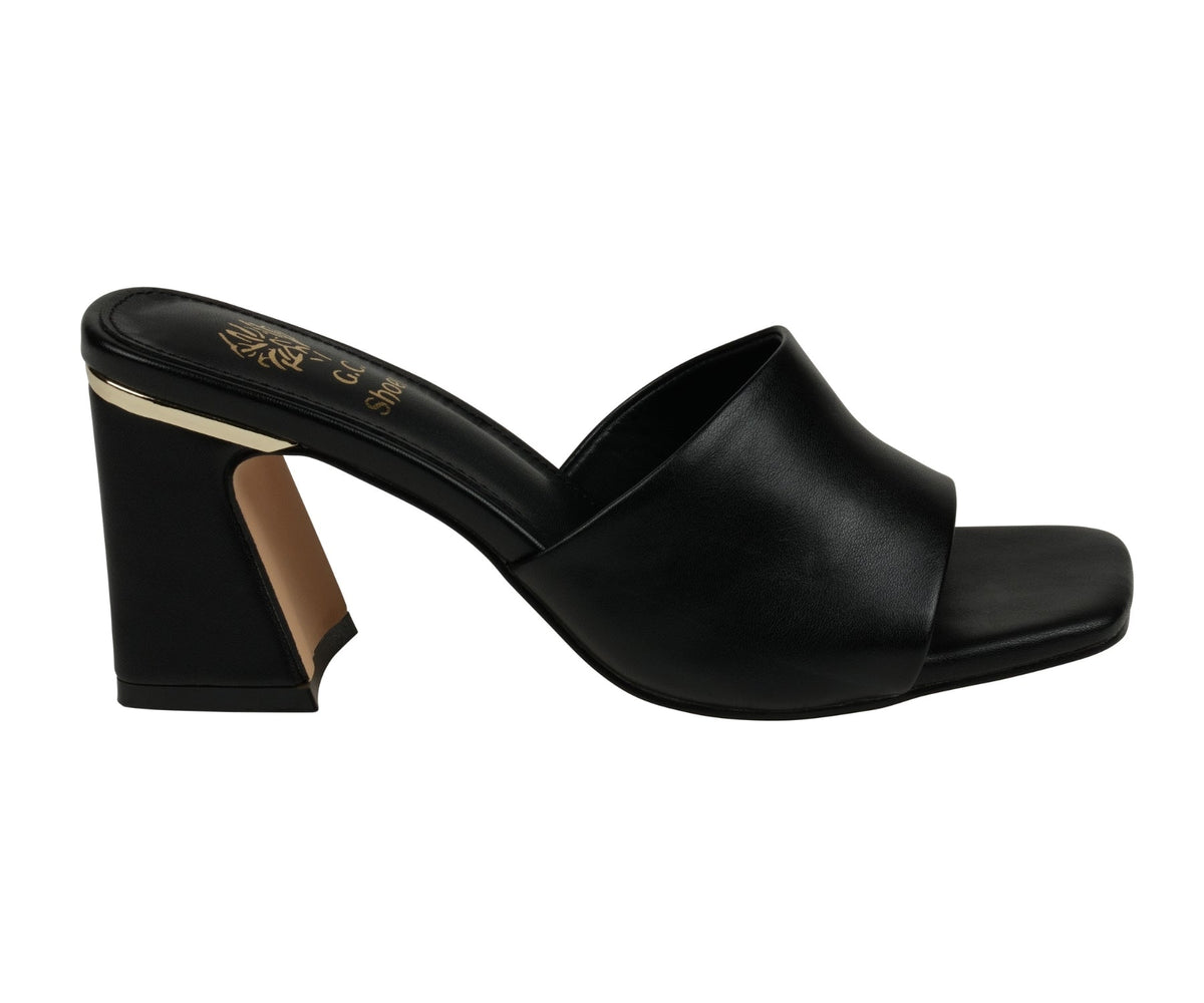 Women's Soho Black Square Toe Heeled Sandals