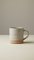 Minimalist ceramic mug with subtle scripture, Default angle: 3/4 view for dimensionality, with products arranged singly or...