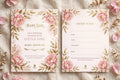 Elegant baby girl shower invitation with pink peonies and gold accents