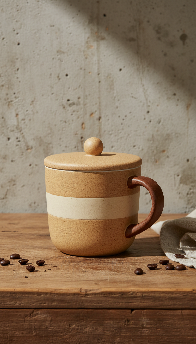 Wheat Mug with Lid in a new setting