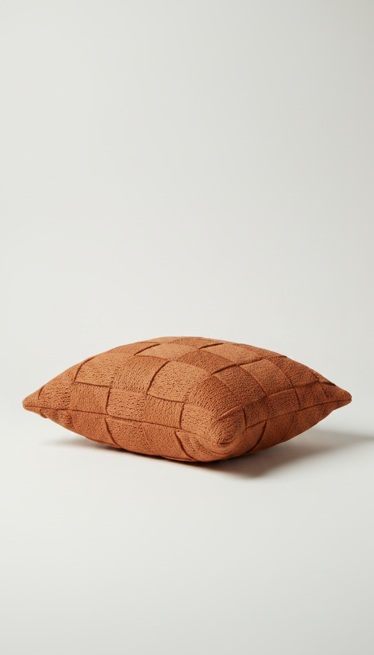 Alternate angle view of Handcrafted Terracotta Cushion