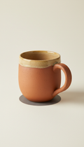 Terracotta ceramic mug, Use a 3/4 angle for product shots to show off the mug's shape and design detail effectively....