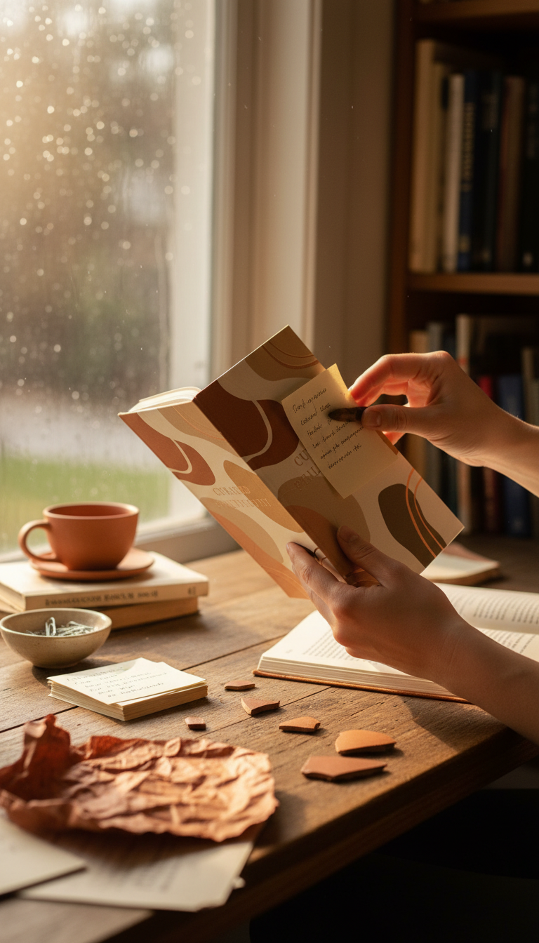 Philosophy anthology with embossed linen binding in use