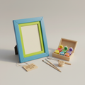 Cheerful blue timber picture frame with a green border from the "Creative Crafting Kits" collection: Design your own art...