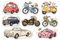 Kawaii Gold Accent Cars Stickers Pack